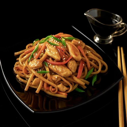 Удон с курицей соус тонкацу